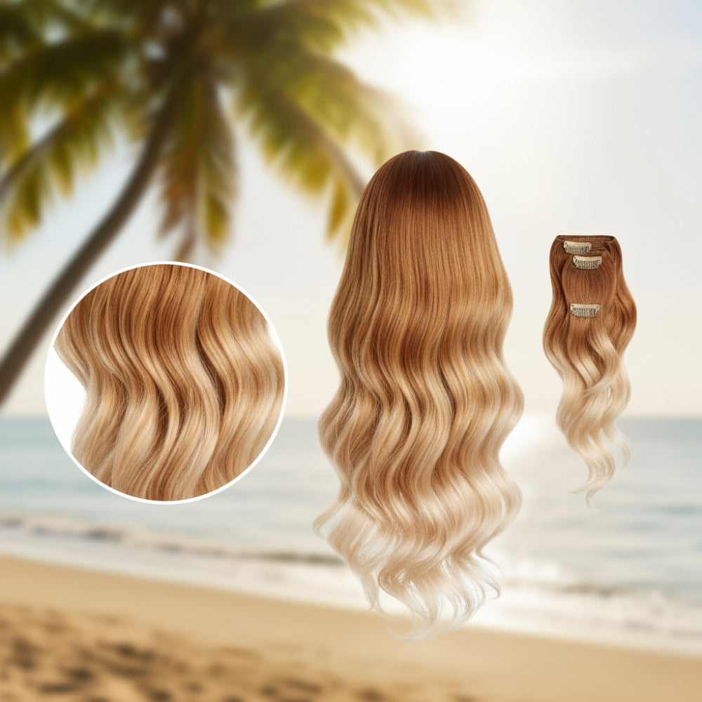 Frank & Co. 28 Inch Vietnamese Weft Extensions – Sun-Drenched Caramel Ombré #613